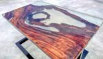 Crystal Clear Resin Bedside Table - Teak Wood