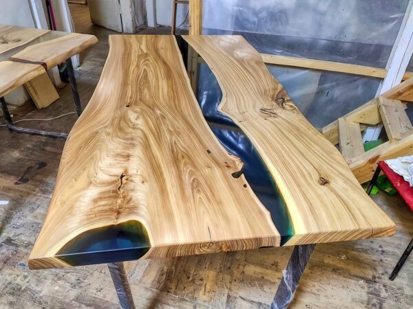 4 Seater Dining Table (Live Edge) - Epoxy Resin & Wood