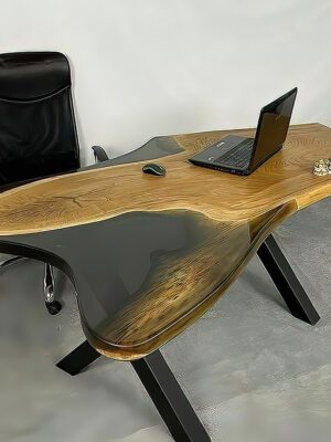 Executive Office Desk - Epoxy Resin & Teak Wood