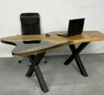 Executive Office Desk - Epoxy Resin & Teak Wood