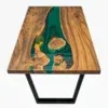 Sea Green Center Table - Epoxy Resin & Teak Wood