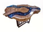 Designer Live Edge Coffee Table - Epoxy Resin & Wood (Ocean Style)