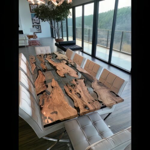 Long Resin Conference Table - Epoxy Resin & Teak Wood photo review