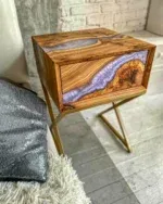 Luxurious Bed Side Table Made Of Epoxy Resin & Wood