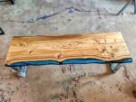 Bench For Dining Table - Epoxy Resin & Wood (Live Edge)