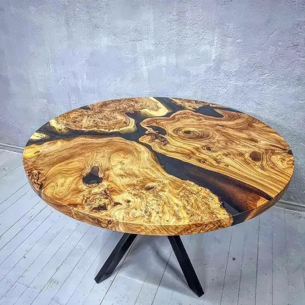 Circular Center Table - Epoxy Resin & Wood