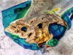 Designer Live Edge Coffee Table - Epoxy Resin and Wood (Abstract)