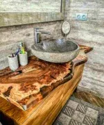 Live Edge Countertop For Washroom Epoxy Resin & Wood
