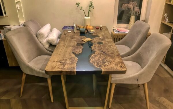 Customised 6 Seater Dining Table - Epoxy Resin &  Wood