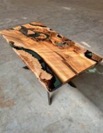 Massive 6 Seater Dining Table - Epoxy Resin & Teak Wood
