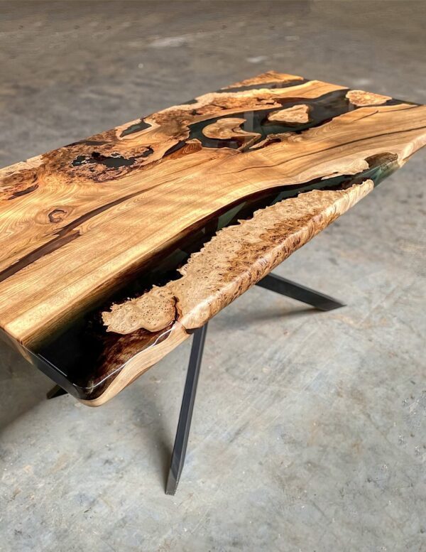 Massive 6 Seater Dining Table - Epoxy Resin & Teak Wood