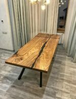 Extendable Resin Conference Table - Epoxy Resin & Teak Wood