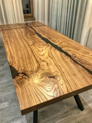 Extendable Resin Conference Table - Epoxy Resin & Teak Wood