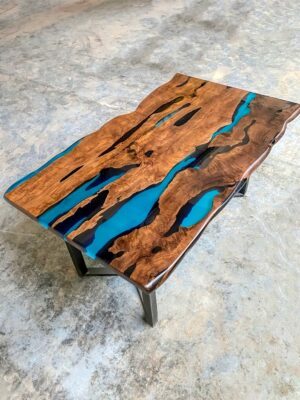 8 Seater Conference Table - Epoxy Resin & Teak Wood