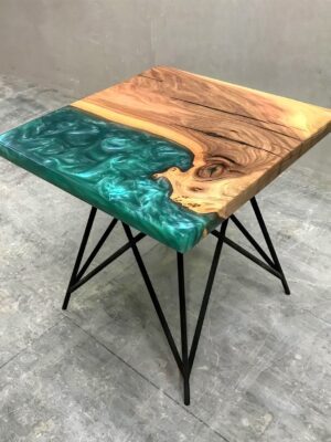 Square Coffee Table - Epoxy Resin & Teak Wood