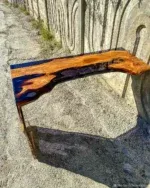 4 Seater Bar Table (Waterfall) - Epoxy Resin & Teak Wood