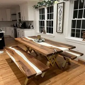 8 Seater Live Edge Dining Table - Epoxy Resin and Wood photo review