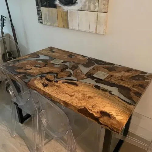 Premium 4 Seater Dining Table - Epoxy Resin & Wood photo review