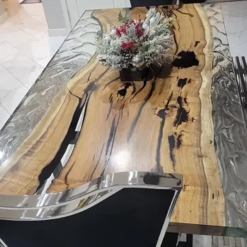 6 Seater Dining Table Made Of Epoxy Resin & Wood photo review