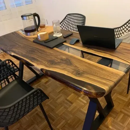6 Seater Elegant Dining Table- Epoxy Resin & Wood photo review