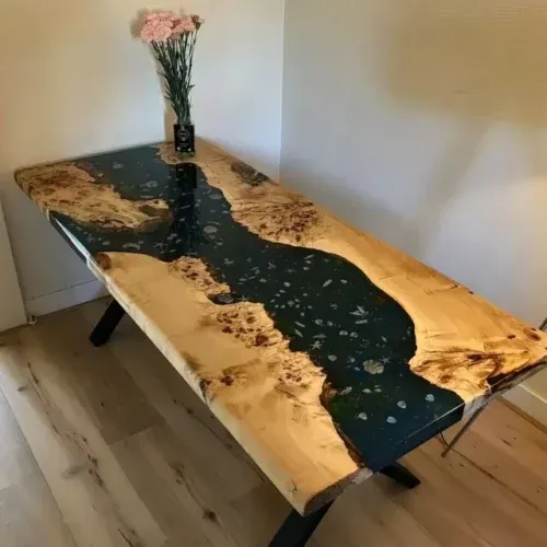 8 Seater Trendy Dining Table - Epoxy Resin & Wood photo review