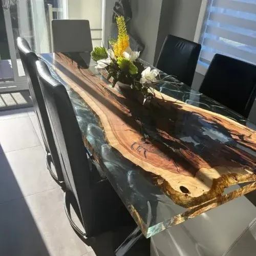 6 Seater Dining Table Made Of Epoxy Resin & Wood photo review