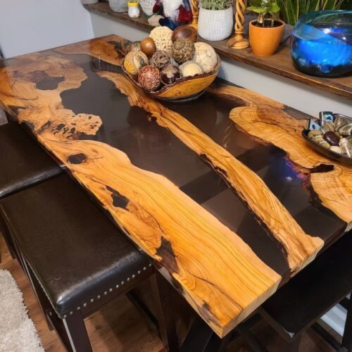 Live Edge 6 Seater Dining Table - Epoxy Resin & Teak Wood photo review