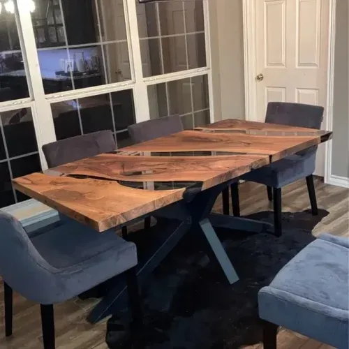 8 Seater Trendy Dining Table - Epoxy Resin & Wood photo review