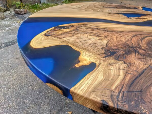 Matte Blue Coffee Table - Epoxy Resin & Wood