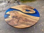 Matte Blue Coffee Table - Epoxy Resin & Wood