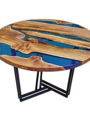 Translucent Blue Premium Coffee Table - Epoxy Resin & Wood