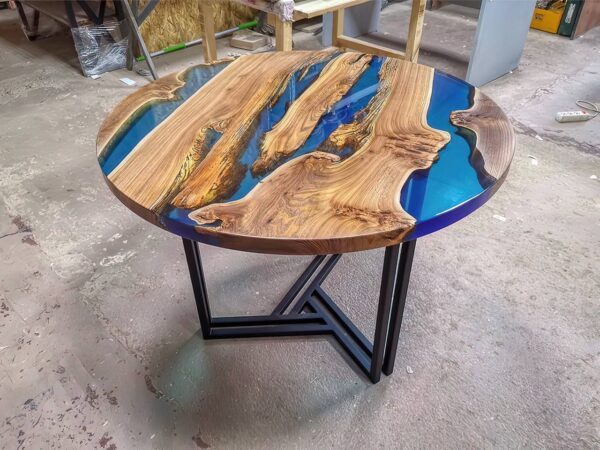 Translucent Blue Premium Coffee Table - Epoxy Resin & Wood