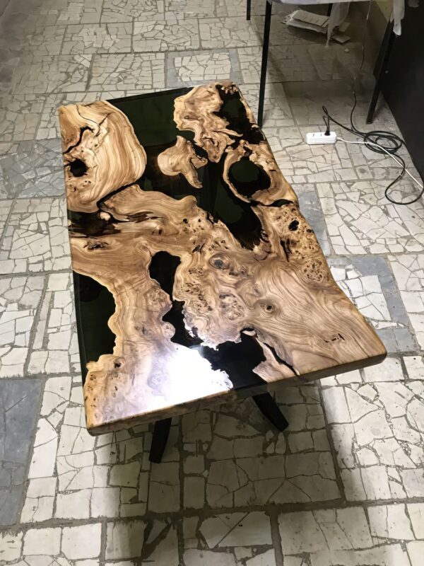 Black Resin Conference Table - Teak Wood