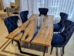 Live Edge 6 Seater Dining Table - Epoxy Resin & Teak Wood
