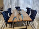 Live Edge 6 Seater Dining Table - Epoxy Resin & Teak Wood