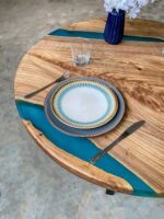 Resin Circular Centre Table - Teak Wood