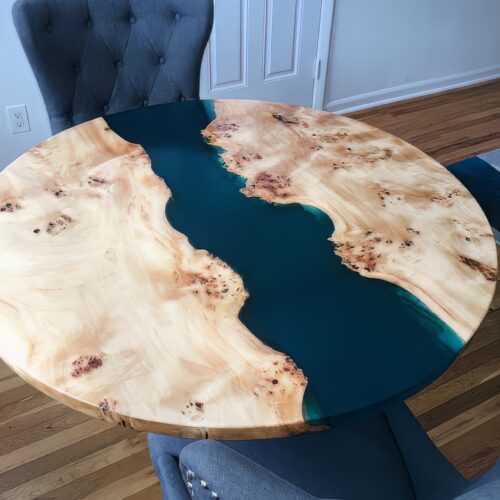 Curved Edges Conference Table - Epoxy Resin & Teak Wood photo review