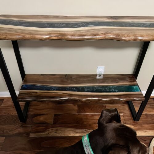 Curved Edges Conference Table - Epoxy Resin & Teak Wood photo review
