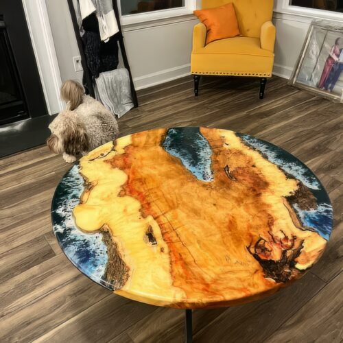 Translucent Blue Premium Coffee Table - Epoxy Resin & Wood photo review