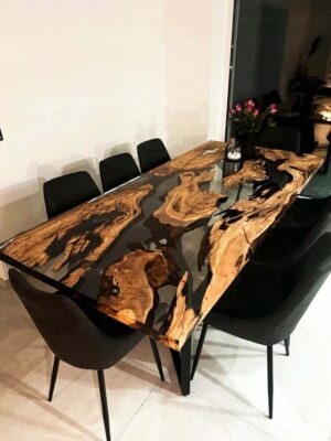 8 seater dining table with chairs - Epoxy resin