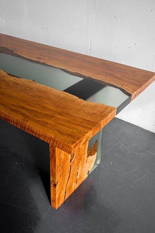 Solid Wood Office Table - Epoxy resin