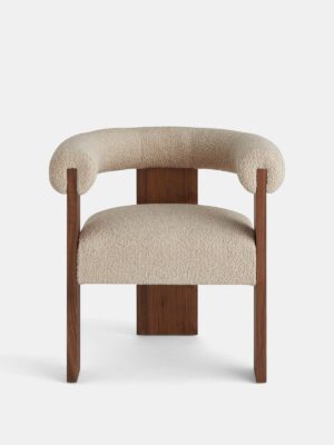 Boucle fabric dining chair - WoodenBliss