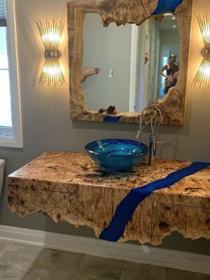 Bathroom Vanity With Mirror - Epoxy Resin