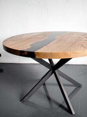 Round Hardwood Coffee Table - Epoxy Resin
