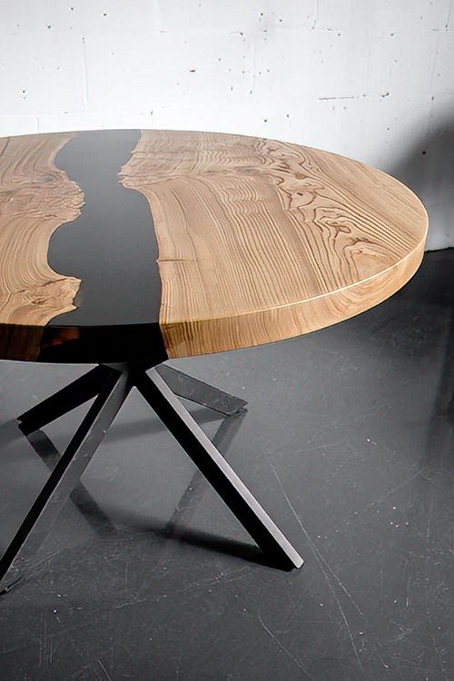 Round Hardwood Coffee Table - Epoxy Resin