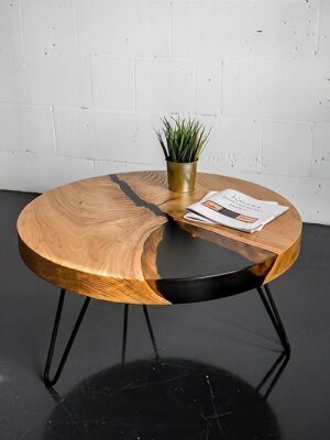 Round Wood Side Table - Epoxy Resin