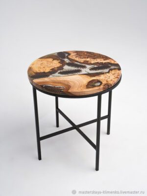Round Wood Coffee Table -Epoxy Resin