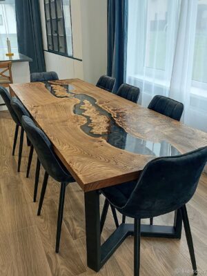 Dining Room Table With 8 Chairs - Epoxy Resin