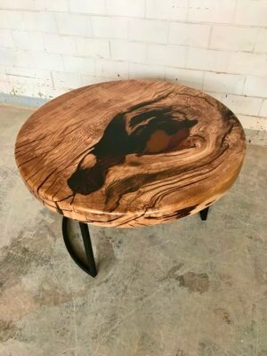 Solid Round Wood Coffee Table - Epoxy Resin