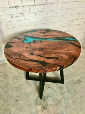 Solid Round Wood Coffee Table - Epoxy Resin